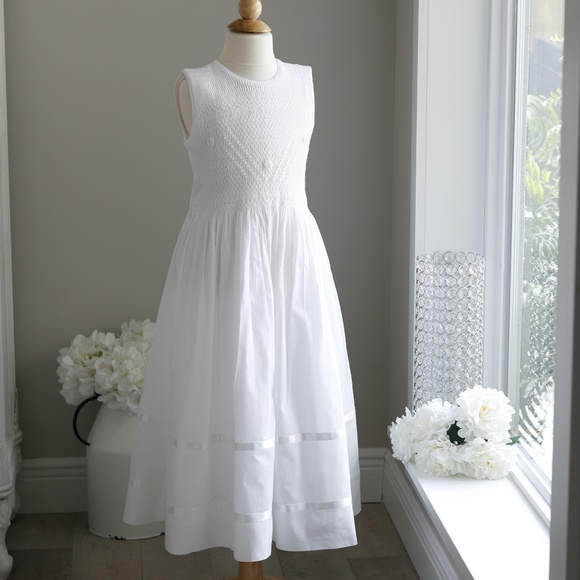 Strasburg Dress NWOT White Smocked size 10 Flower Girl Special Occasion - Picture 1 of 6